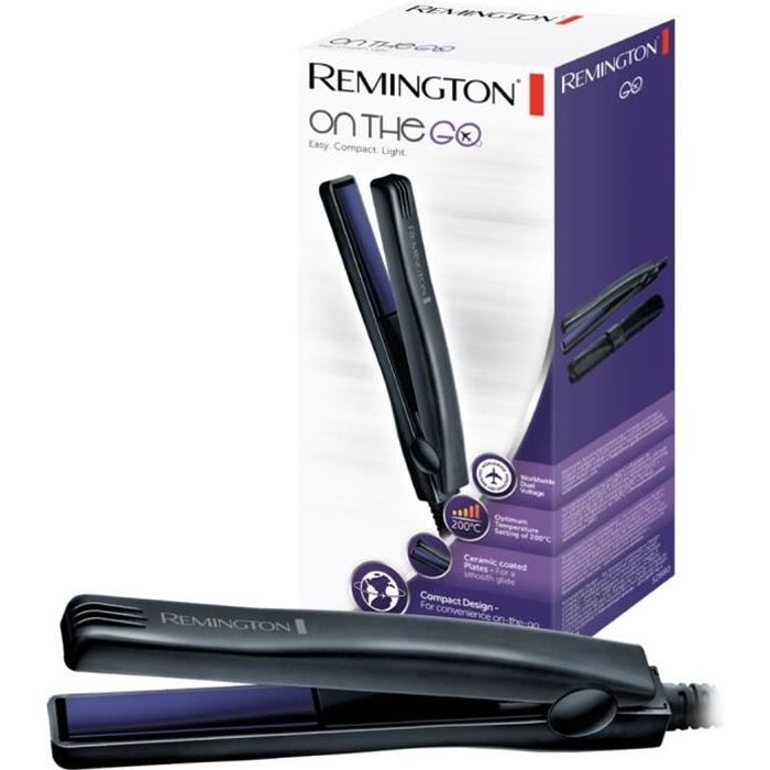 Remington S2880 Fer a Lisser Mini Lisseur de Voyage Advanced Ceramic On The Go Taille Ultra Compacte