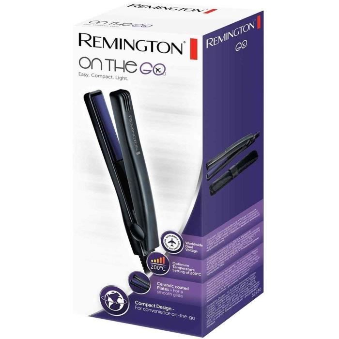 Remington S2880 Fer a Lisser Mini Lisseur de Voyage Advanced Ceramic On The Go Taille Ultra Compacte