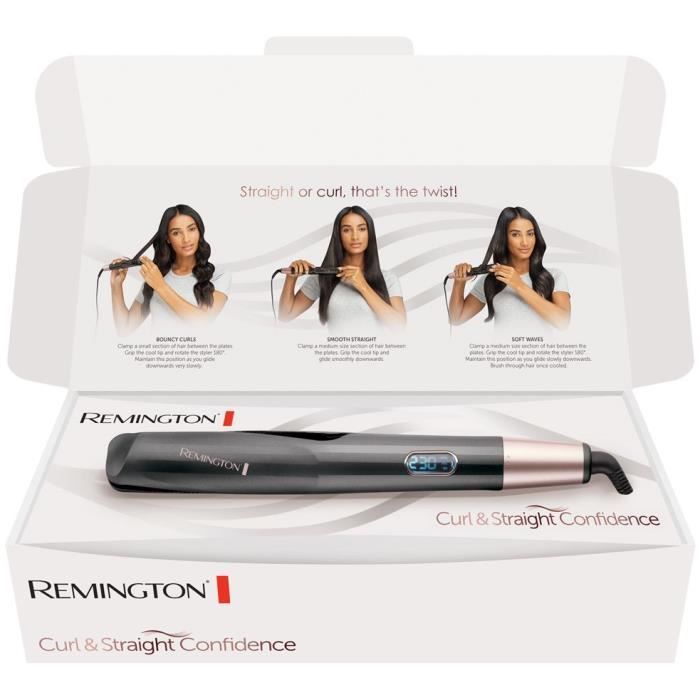 Remington S6606 Fer a Lisser Fer a Boucler Lisseur Boucleur Curl Confidence Advanced Cermaic Tourmaline Antistatique