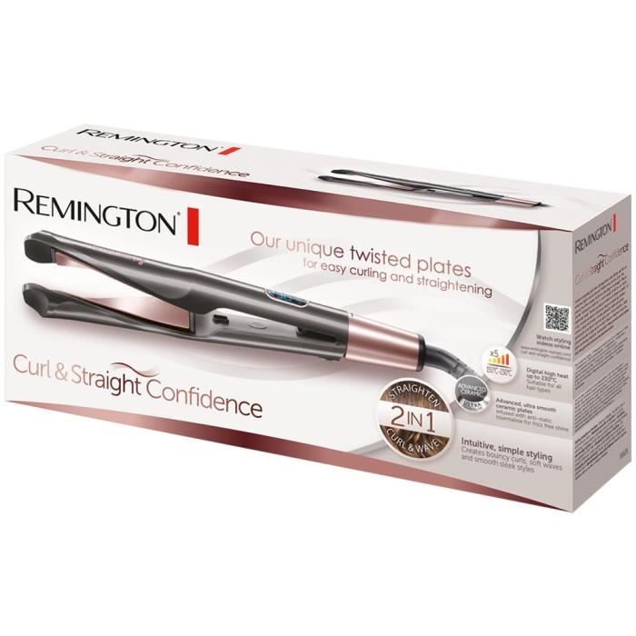 Remington S6606 Fer a Lisser Fer a Boucler Lisseur Boucleur Curl Confidence Advanced Cermaic Tourmaline Antistatique