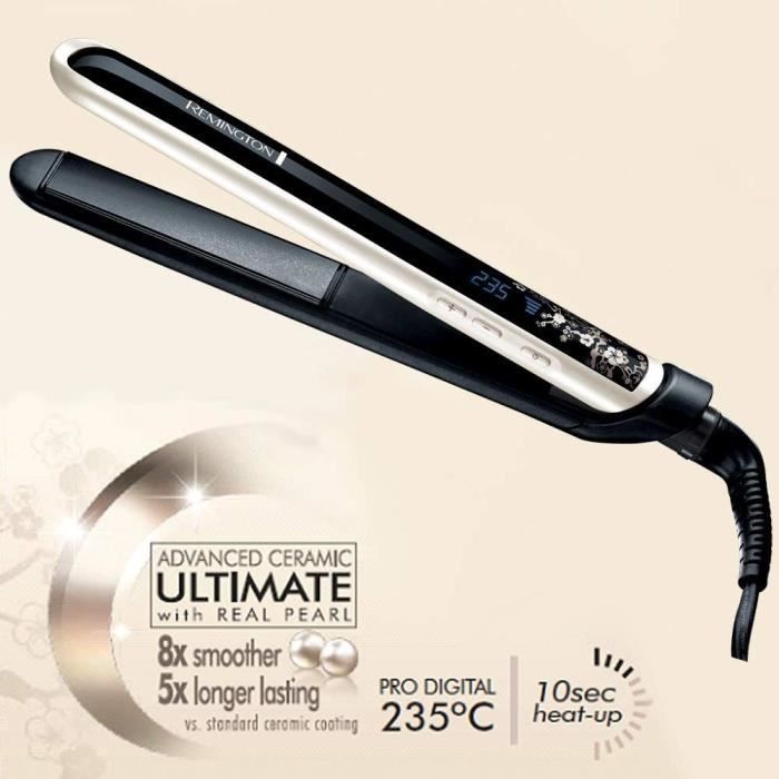 Remington S9500 Fer a Lisser Lisseur Pearl Plaques Souples Advanced Ceramic XL avec Eclats de Perles Cheveux Brillants