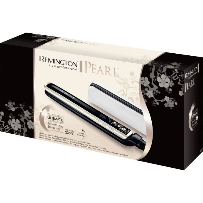 Remington S9500 Fer a Lisser Lisseur Pearl Plaques Souples Advanced Ceramic XL avec Eclats de Perles Cheveux Brillants