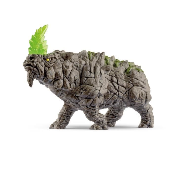 Rhinocéros de pierre - Figurine fantastique - Monstre Mythique et Puissant avec une Tete Mobile - Jeu Imaginatif