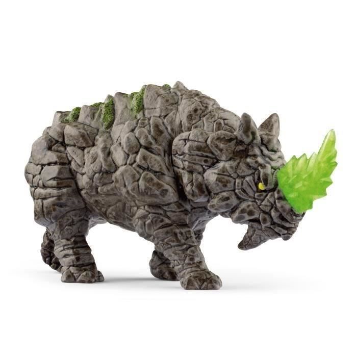 Rhinocéros de pierre - Figurine fantastique - Monstre Mythique et Puissant avec une Tete Mobile - Jeu Imaginatif