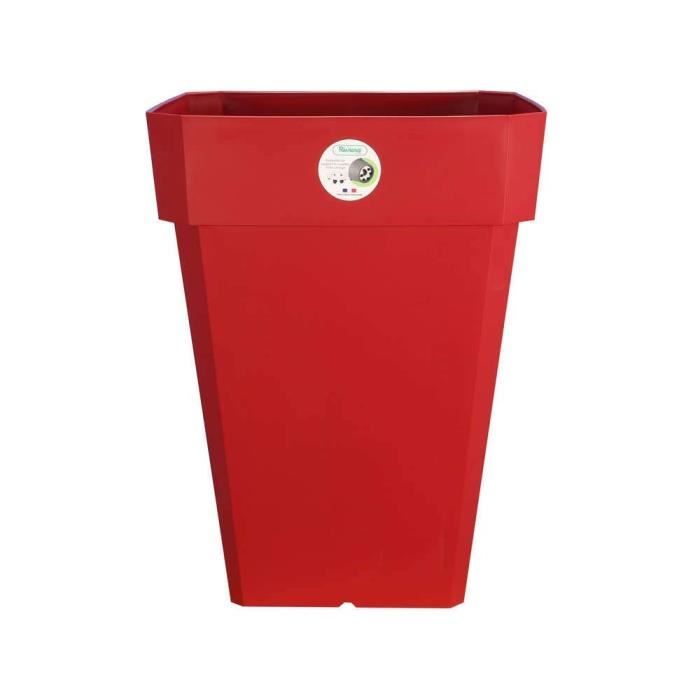 RIVIERA Pot carré Soleilla en plastique 39x39x53cm - 49l - Rouge RIVIERA