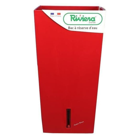 RIVIERA Pot de fleurs carré Eva New en plastique - 37 x 37 x H 68,5 cm - 69 L - Rouge RIVIERA