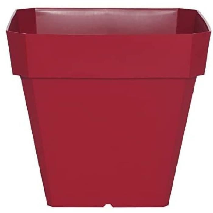 RIVIERA Pot de fleurs carré Soleilla en plastique - 49 x 49 x H 50 cm - 65 L - Rouge RIVIERA