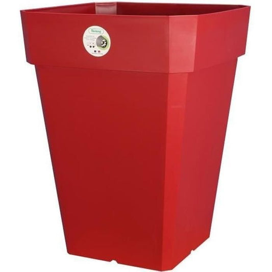 RIVIERA Pot de fleurs carré Soleilla en plastique - 49 x 49 x H 50 cm - 65 L - Rouge RIVIERA