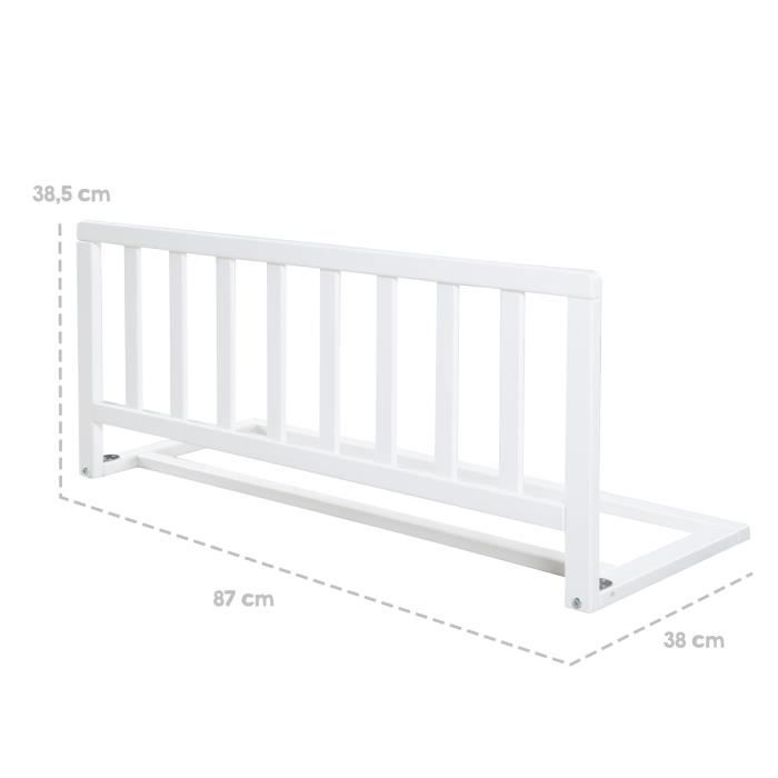 ROBA Barriere de Lit en Bois 90 cm - Protection Anti-Chute Sûre pour Bébés et Enfants - 18 mois a 5 Ans - Montage