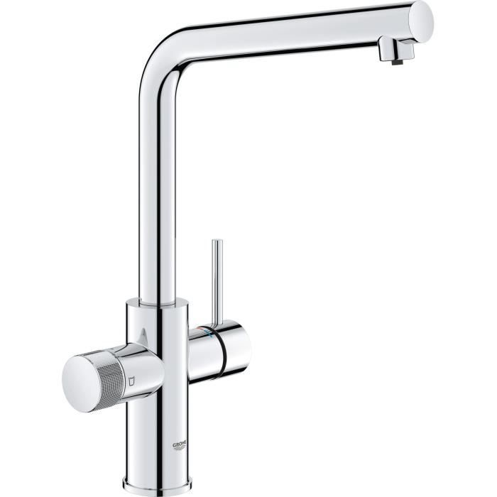 Robinet filtrant de cuisine - Chromé - Filtration de l’eau - Bec haut en L - Rotation 150° - GROHE Blue Pure Minta