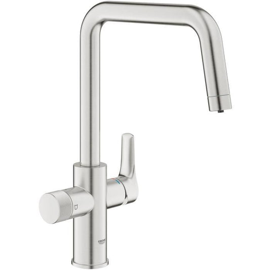 Robinet filtrant de cuisine - Supersteel - Filtration de l’eau - Bec haut en U - Rotation 150° - GROHE Blue Pure