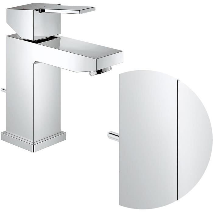 Robinet lavabo de salle de bains GROHE Sail Cube taille S avec tirette de vidage et mousseur économique d’eau