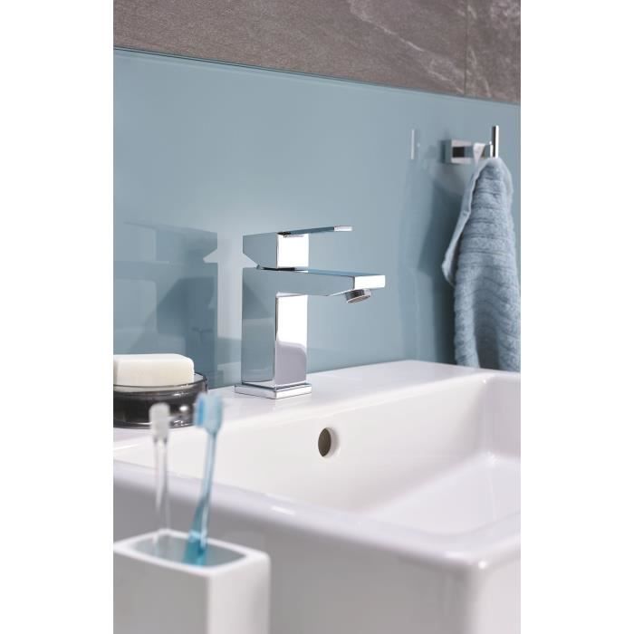 Robinet lavabo de salle de bains GROHE Sail Cube taille S avec tirette de vidage et mousseur économique d’eau