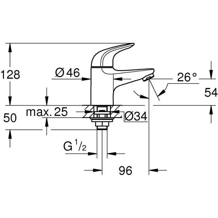 Robinet monofluide lave-mains - GROHE Swift - 20617001 - Chromé- Taille XS - Economie d’eau