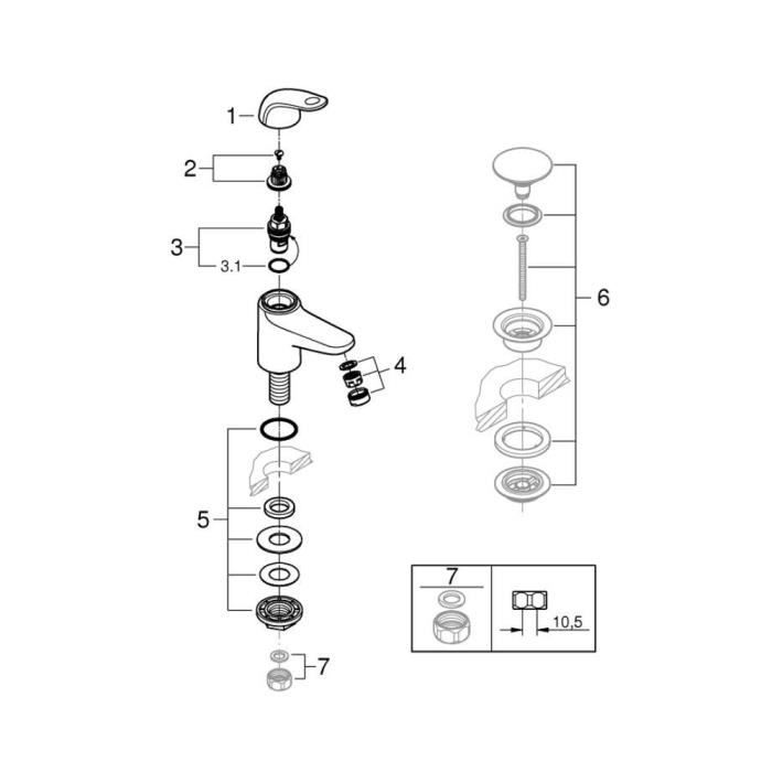 Robinet monofluide lave-mains - GROHE Swift - 20617001 - Chromé- Taille XS - Economie d’eau