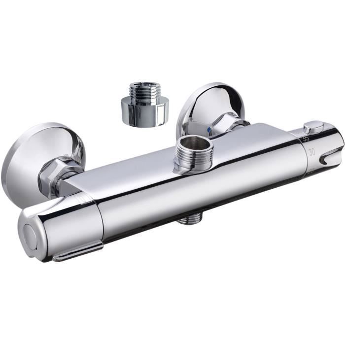 Robinet thermostatique douche Breva avec finition chrome et sécurité anti-brûlure