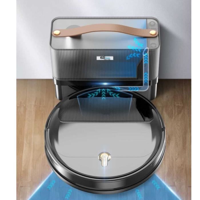 Robot Aspirateur Laveur Connecté EZICLEAN I-Bot Z5 - 75 min - 2.6Kpa - 60-90m² - Sols durs - 0.25L