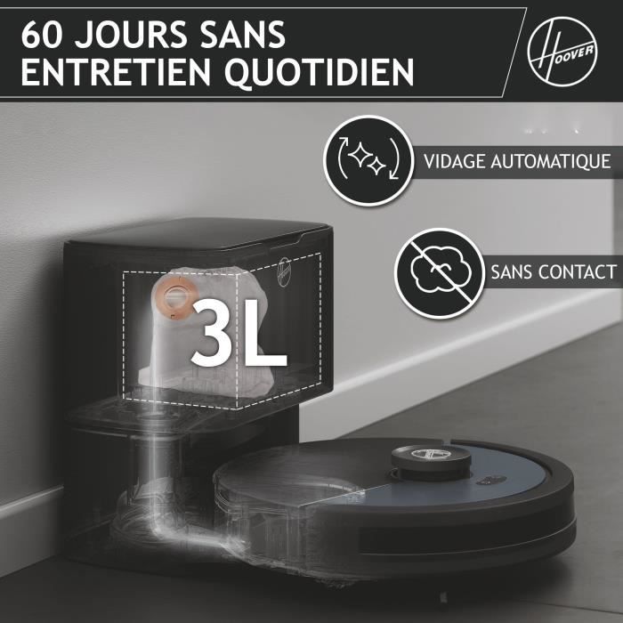 Robot Aspirateur Laveur - HOOVER HG450HP HYDRO Pro - 4000 Pa - Autonomie: 120 min - 65 dBA