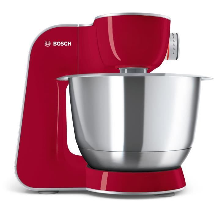 Robot de cuisine - BOSCH Kitchen machine MUM5 - Rouge foncé/silver - 1000W-7 vitesses + pulse - Bol mélangeur inox 3,9L