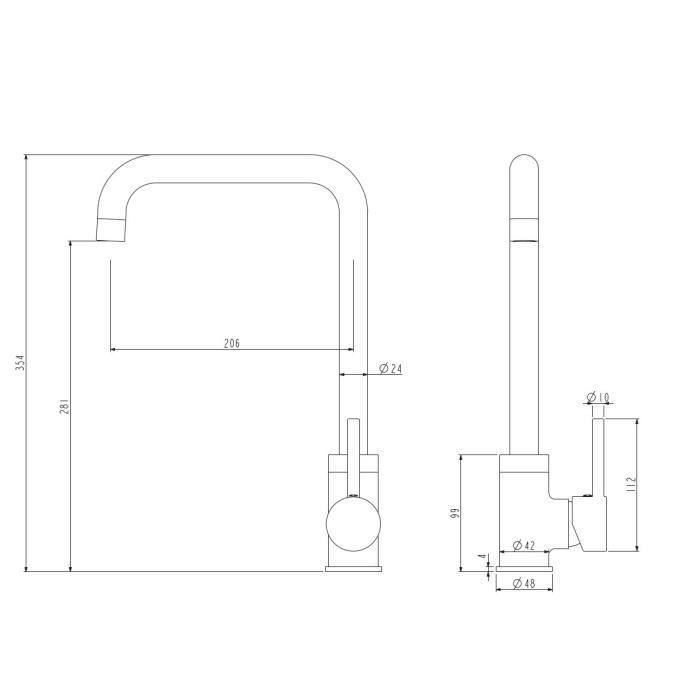 ROUSSEAU Robinet mitigeur de cuisine Kiloo - Sans douchette - Gris graphite