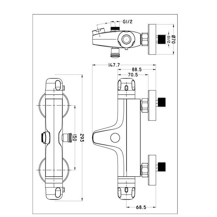 ROUSSEAU Robinet mitigeur thermostatique baignoire et douche Volga 2