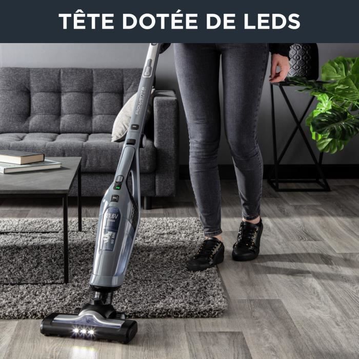 ROWENTA Aspirateur balai sans fil 2en1 Aspirateur a main intégré Autonomie jusqu’a 75 min Léger Tete