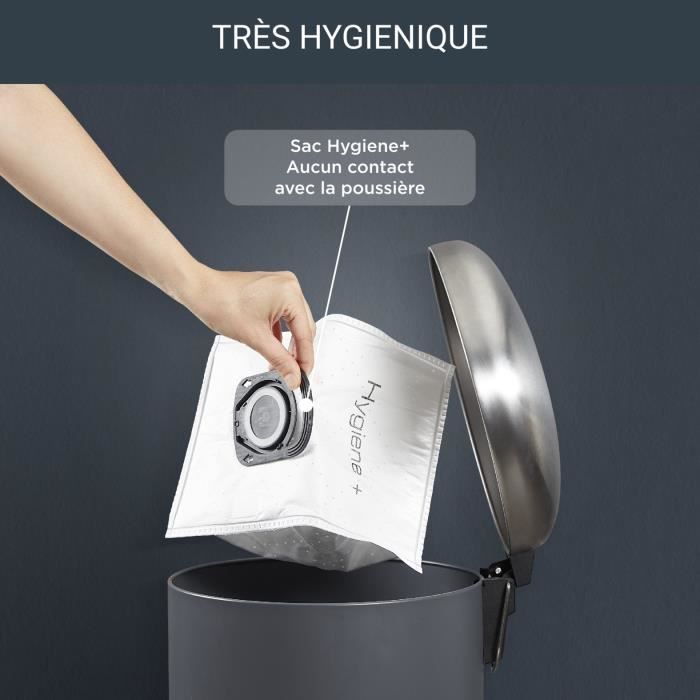 Poubelle à pédale avec système de sac hygiénique, parfaite pour le Rowenta Power XXL Animal