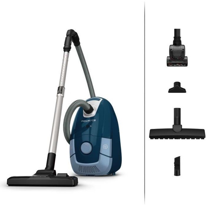 Aspirateur ROWENTA Power XXL Animal avec accessoires en bleu et argent, 900 W