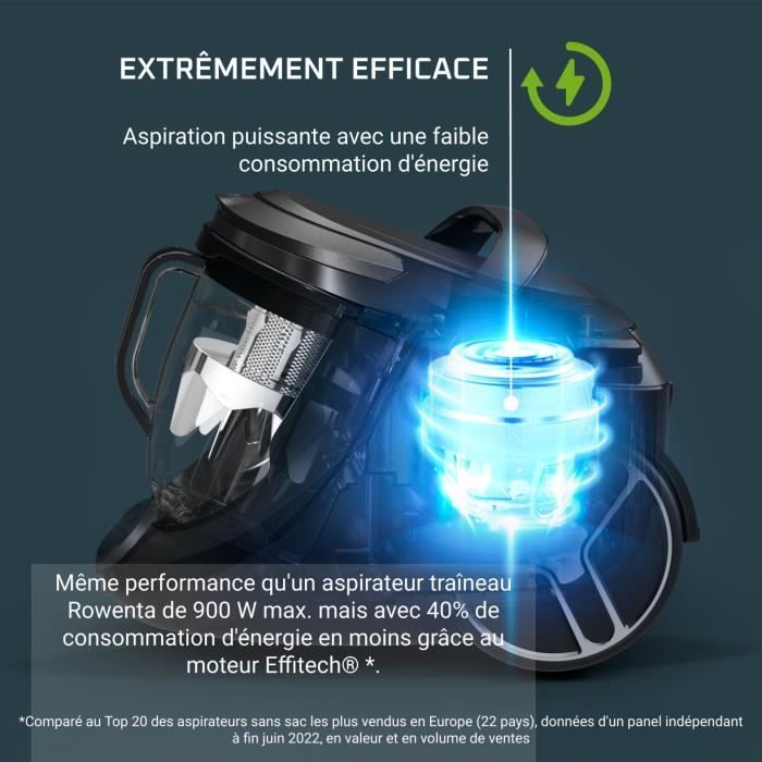 ROWENTA Silence Force Cyclonic Effitech - Aspirateur sans sac 2,5 L 500 W 59 dB Haute filtration Fabriqué en France