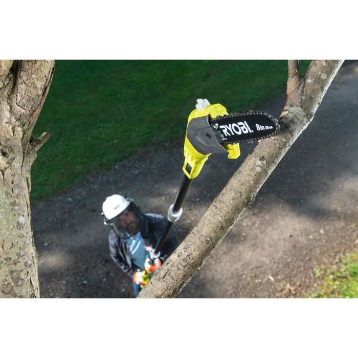 RYOBI - Élagueur sur perche 18V - guide 20 cm - 5,5 m/s - tube d’extension 95 cm fourni - batterie 2,0 Ah & chargeur