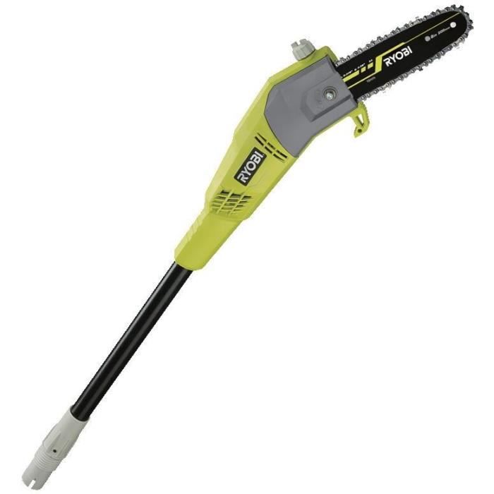 RYOBI - Elagueur sur perche 750 W - guide 20 cm incliné a 15°- 10 m/s - tube d’extension 90 cm - guide incliné