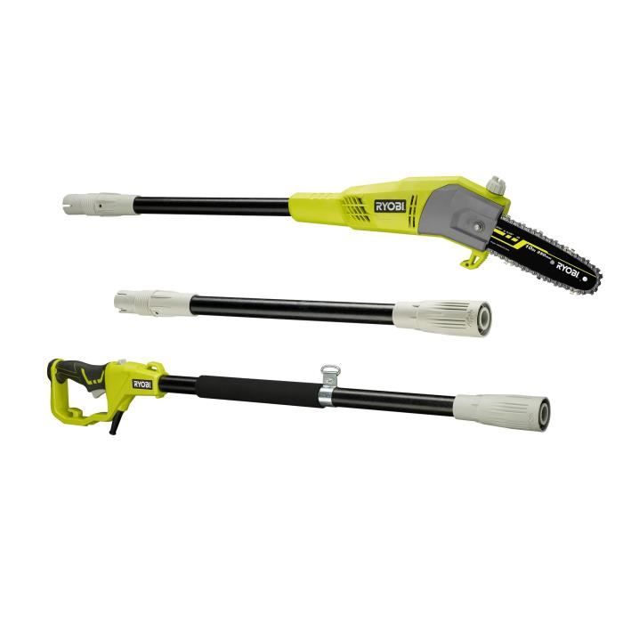 RYOBI - Élagueur sur perche 750 W - guide 25 cm incliné a 15° - 10 m/s - tube d’extension 90 cm fourni - RPP755E