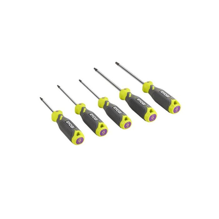 RYOBI - Jeu de 5 tournevis TORX avec lame aimantée T10 T15 T20 T25 T30 - RHSDST5