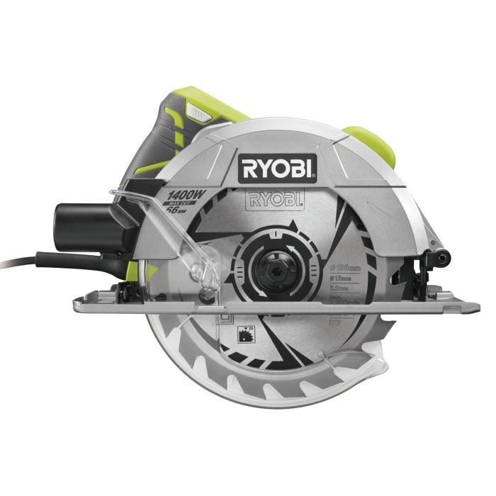 RYOBI - Scie circulaire 1 400 W - 1 lame diam. 190 mm 20 dents 1 guide parallele 1 buse d’aspiration et clé