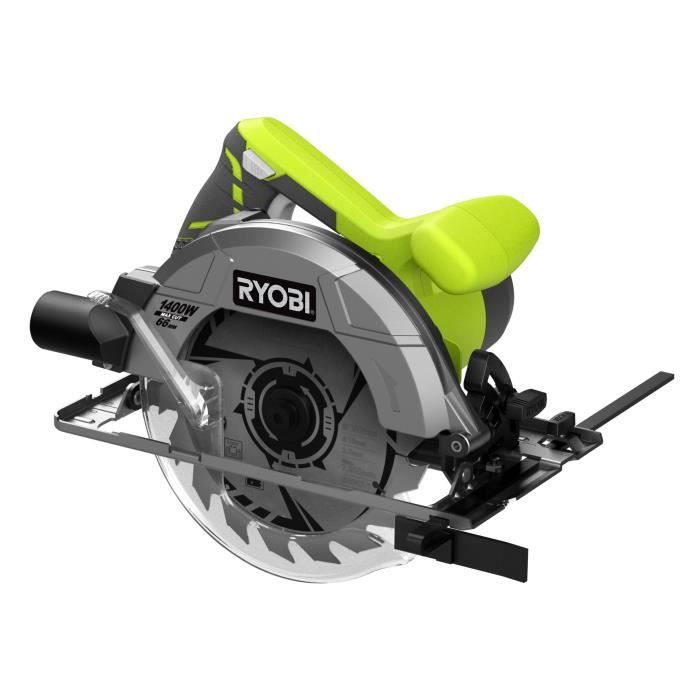 RYOBI - Scie circulaire 1 400 W - 1 lame diam. 190 mm 20 dents 1 guide parallele 1 buse d’aspiration et clé