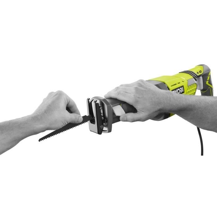 RYOBI - Scie sabre 1 200 W - 3 000 cp/min - 200 mm bois - poignée anti-vibration + coffret 3 lames & clé hexagonale