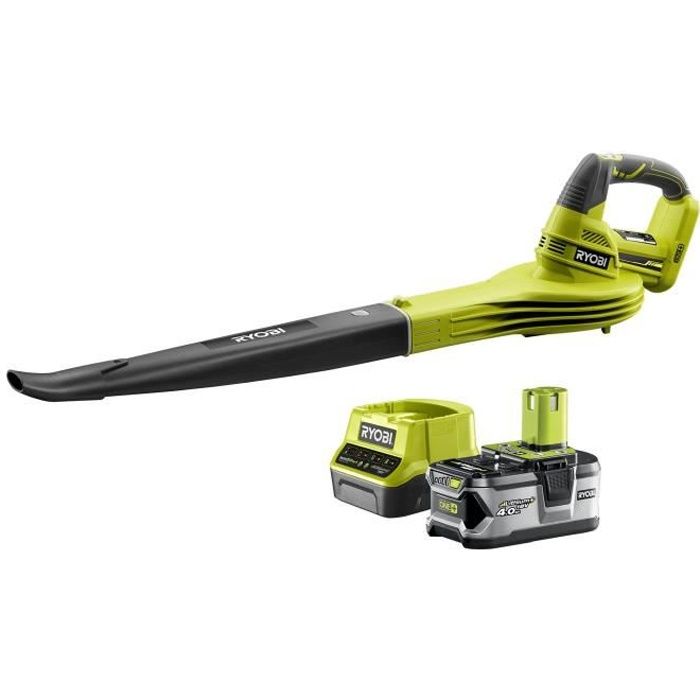 RYOBI - Souffleur 18V ONE + - vitesse max. soufflerie 245 km/h - 2,6 m³/min - 1 batterie 18V 4,0 Ah et 1 chargeur