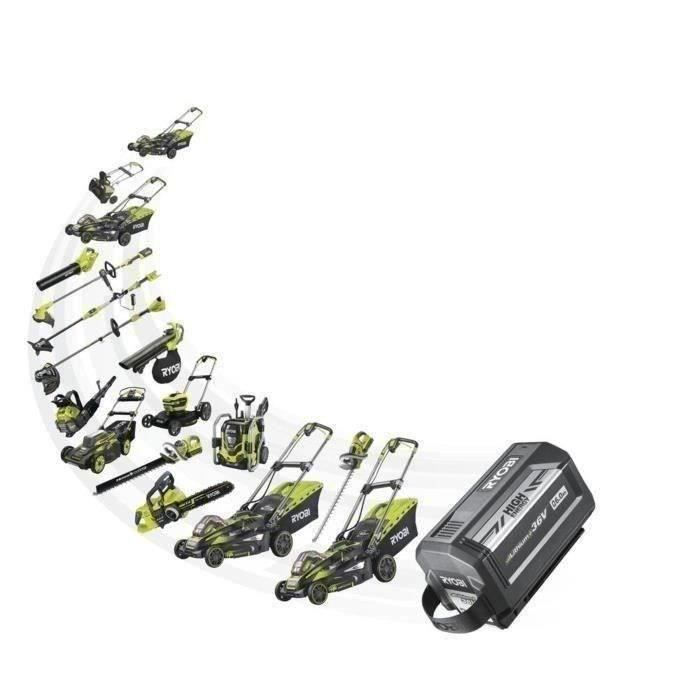 RYOBI - Tronçonneuse 36V MAXPOWER Brushless- guide 35 cm - 21 m/s - tendeur sans outil + batterie 5,0 Ah & chargeur