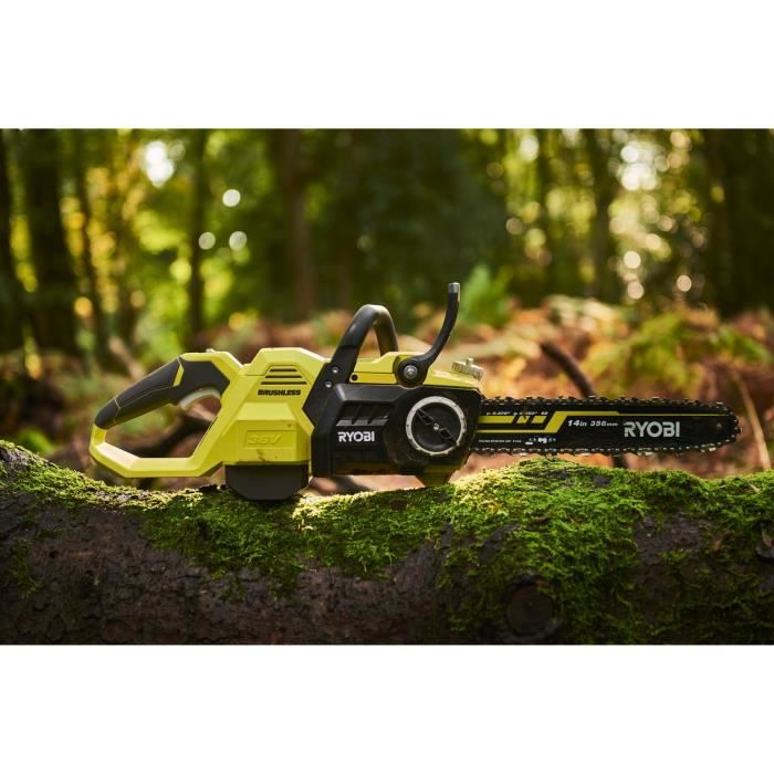 RYOBI - Tronçonneuse 36V MAXPOWER - Brushless- guide 35 cm - 21 m/s - tendeur sans outil - sans batterie ni chargeur