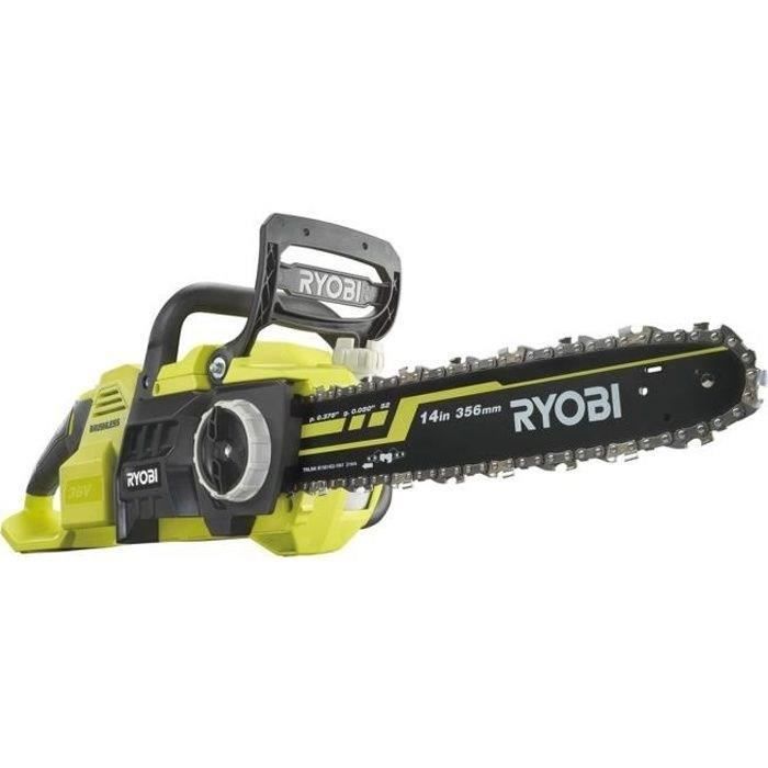 RYOBI - Tronçonneuse 36V MAXPOWER Brushless- guide 35 cm - 21 m/s - tendeur sans outil + batterie 5,0 Ah & chargeur