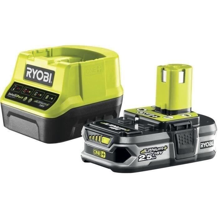 RYOBI - Tronçonneuse compacte 18V ONE + - guide 20 cm - 4,6 m/s - tendeur latéral + batterie 2,5 Ah et chargeur 1,5