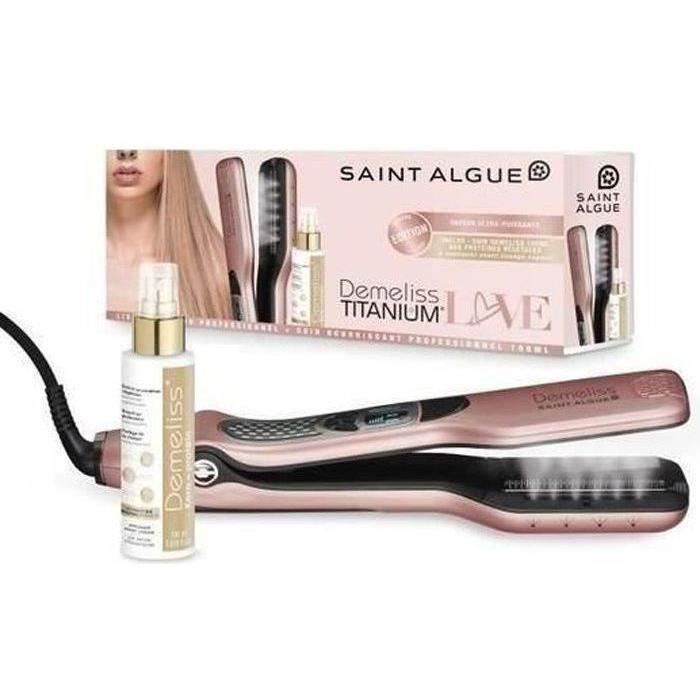 SAINT ALGUE Coffret Lisseur vapeur Demeliss TITANIUM Love Edition Couleur GOLD ROSE + Soin nourrissant 100ml