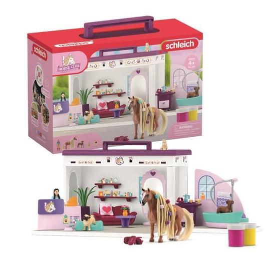 Salon pour Animaux de Compagnie 66 Pieces - Coffret de Jouets avec Figurine Cheval Soigneur Chiots et Accessoires