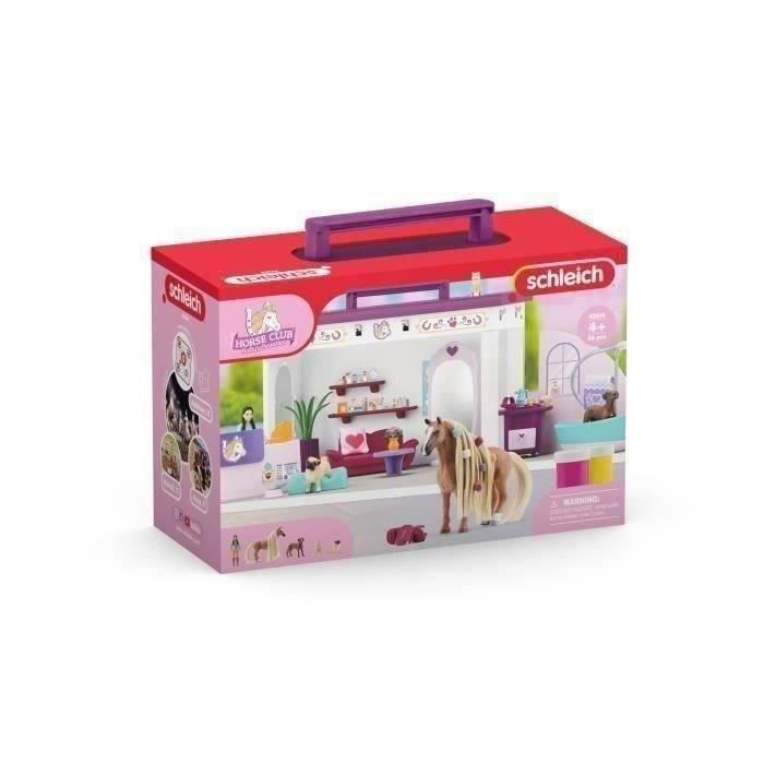 Salon pour Animaux de Compagnie 66 Pieces - Coffret de Jouets avec Figurine Cheval Soigneur Chiots et Accessoires