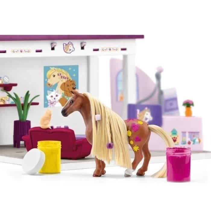 Salon pour Animaux de Compagnie 66 Pieces - Coffret de Jouets avec Figurine Cheval Soigneur Chiots et Accessoires