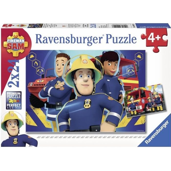 SAM LE POMPIER Puzzles 2x24 pieces - Sam t’aide dans le besoin - Ravensburger - Lot de puzzles enfant - Des 4 ans