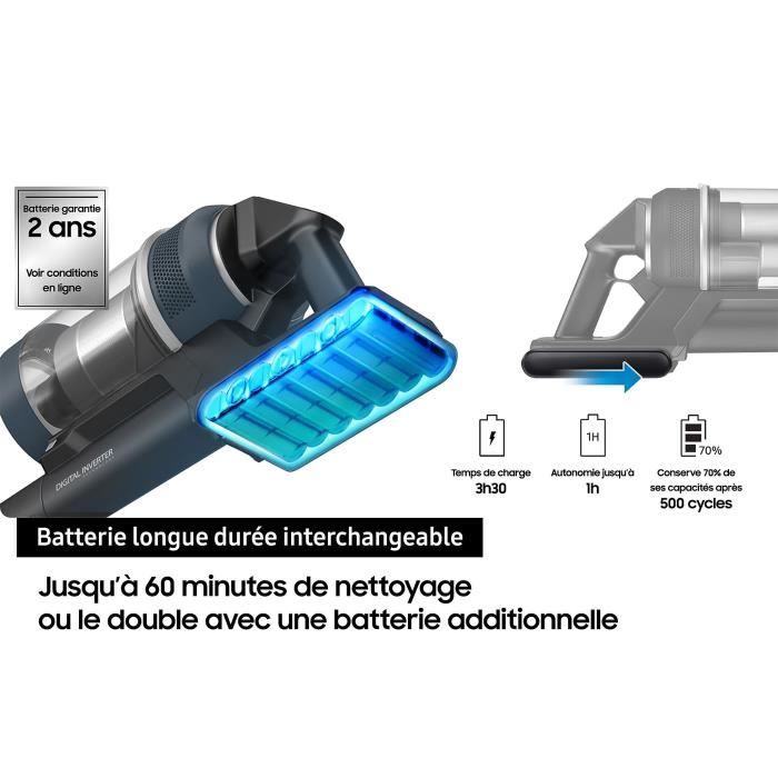 SAMSUNG Jet 85 Complete VS20C85G4TB - Aspirateur Balai sans fil - Puissance 210 AW - Autonomie 60 min - 3 brosses