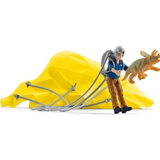 Sauvetage en Parachute Coffret schleich avec 1 parachute 1 figurine humaine et 1 dinosaure Ensemble de Jouets