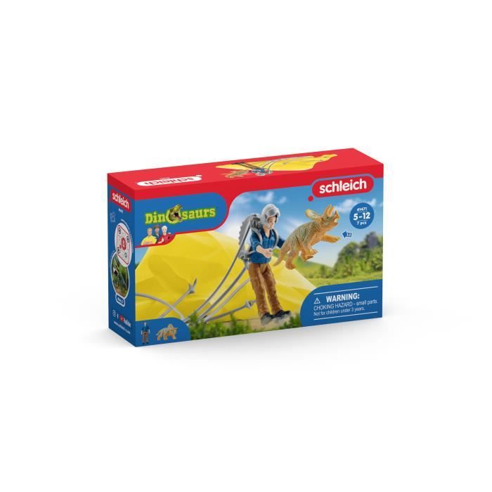 Sauvetage en Parachute Coffret schleich avec 1 parachute 1 figurine humaine et 1 dinosaure Ensemble de Jouets