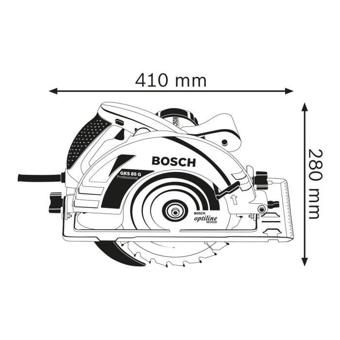 Scie circulaire Bosch Professional GKS 85G 2200 W avec 1 lame de 235mm 5.000 tr/min carton - 060157A900